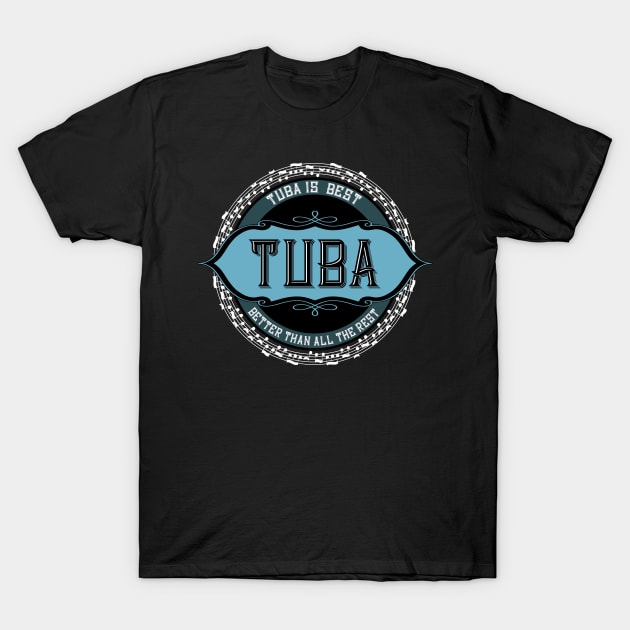 Tuba Is Best White Music Notes Circle T-Shirt by Barthol Graphics
